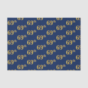 Blue, Faux Gold 69th (Sixty-Ninth) Event Tissue Paper