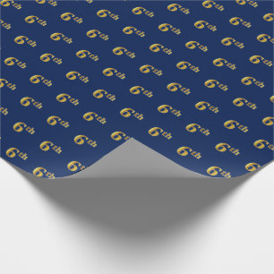 Blue, Faux Gold 6th (Sixth) Event Wrapping Paper