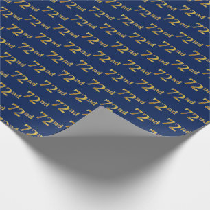 Blue, Faux Gold 72nd (Seventy-Second) Event Wrapping Paper