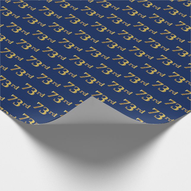 Blue, Faux Gold 73rd (Seventy-Third) Event Wrapping Paper (Corner)