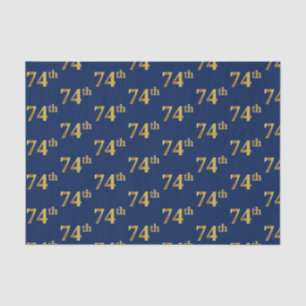 Blue, Faux Gold 74th (Seventy-Fourth) Event Tissue Paper