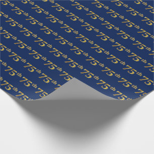 Blue, Faux Gold 75th (Seventy-Fifth) Event Wrapping Paper
