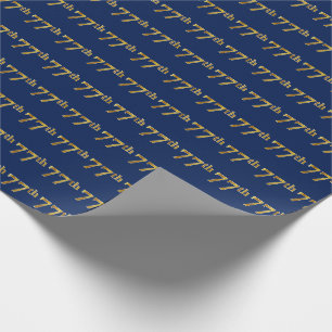 Blue, Faux Gold 77th (Seventy-Seventh) Event Wrapping Paper