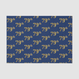 Blue, Faux Gold 79th (Seventy-Ninth) Event Tissue Paper