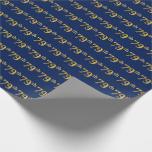 Blue, Faux Gold 79th (Seventy-Ninth) Event Wrapping Paper
