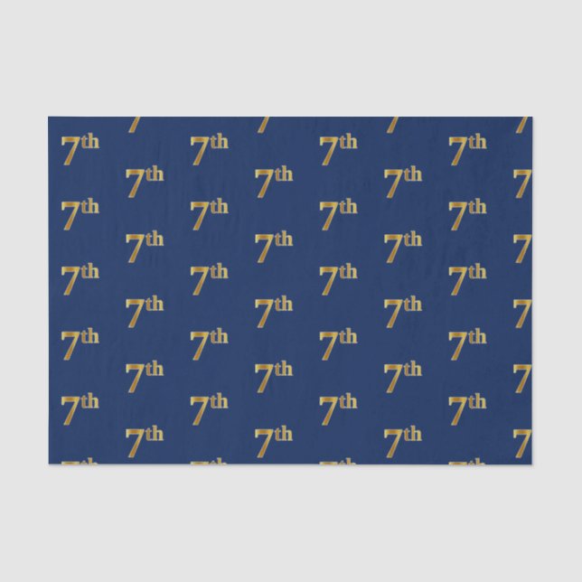 Blue, Faux Gold 7th (Seventh) Event Tissue Paper (Front)