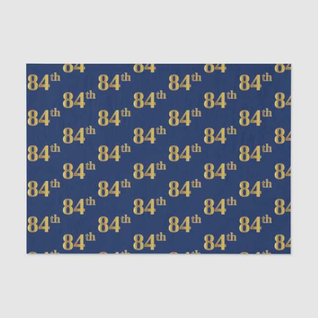Blue, Faux Gold 84th (Eighty-Fourth) Event Tissue Paper (Front)