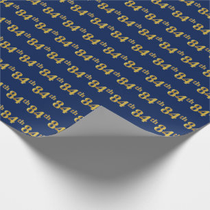 Blue, Faux Gold 84th (Eighty-Fourth) Event Wrapping Paper