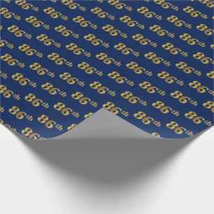 Blue, Faux Gold 86th (Eighty-Sixth) Event Wrapping Paper