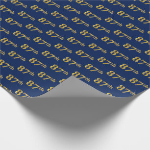 Blue, Faux Gold 87th (Eighty-Seventh) Event Wrapping Paper