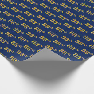 Blue, Faux Gold 88th (Eighty-Eighth) Event Wrapping Paper