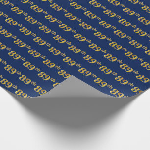 Blue, Faux Gold 89th (Eighty-Ninth) Event Wrapping Paper
