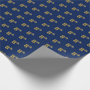 Blue, Faux Gold 8th (Eighth) Event Wrapping Paper