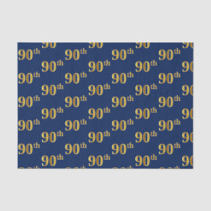 Blue, Faux Gold 90th (Ninetieth) Event Tissue Paper