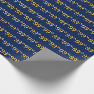 Blue, Faux Gold 99th (Ninety-Ninth) Event Wrapping Paper