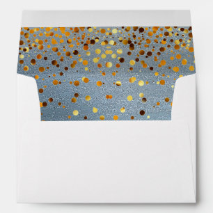 Blue Faux Gold Foil Confetti Elegant Sparkles Envelopes