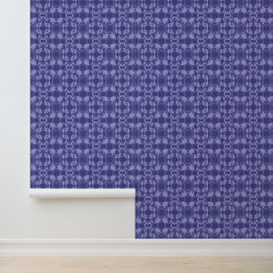 Blue Faux Lace Pattern Wallpaper