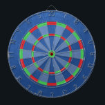 Blue Faux Leather Texture Dartboard<br><div class="desc">A trendy modern design with blue faux leather texture print with red and green accents.</div>