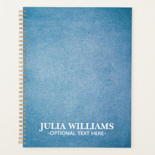 Blue Faux Leather Texture personalised Planner