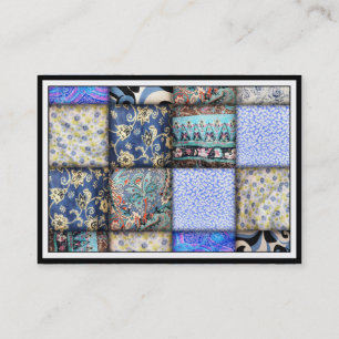 Blue Faux Patchwork Quilting Pattern Business Card