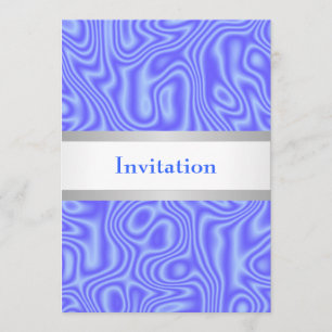 Blue Faux Silk White Silver 18th Birthday Party Invitation
