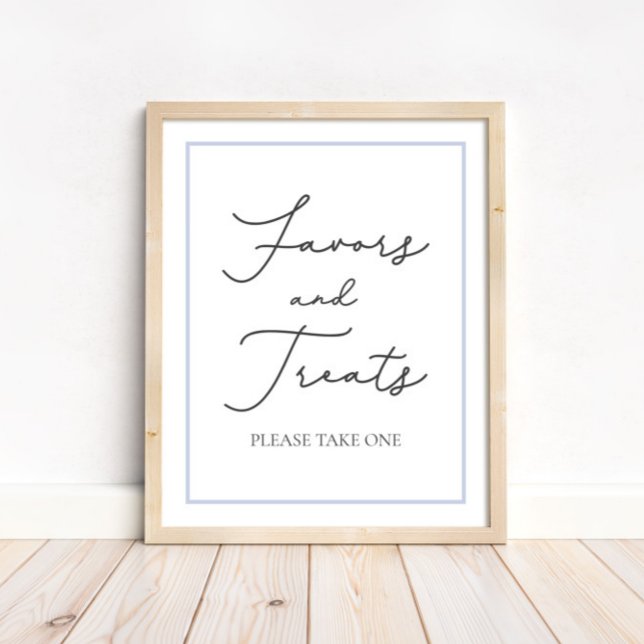 Blue Favours and Treats Baby Shower Table Sign (Creator Uploaded)