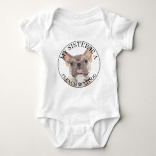 Blue Fawn Tricolor French Bulldog Big Sister Baby Bodysuit