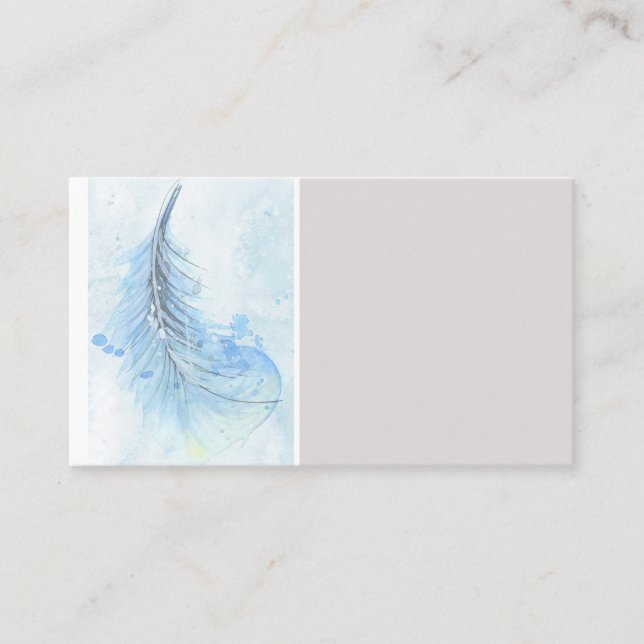 blue feather custom business card template (Front)