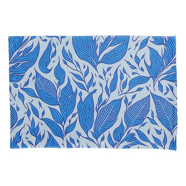 blue feather design pillowcase (Front)