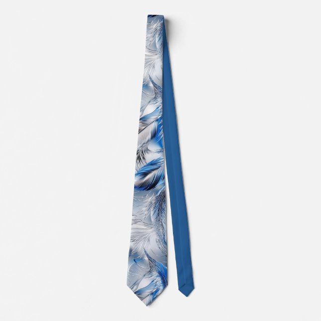 Blue Feather Elegant Modern and Stylish Tie (Front)