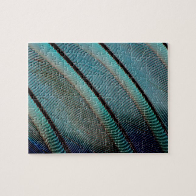 Blue feather pattern jigsaw puzzle (Horizontal)