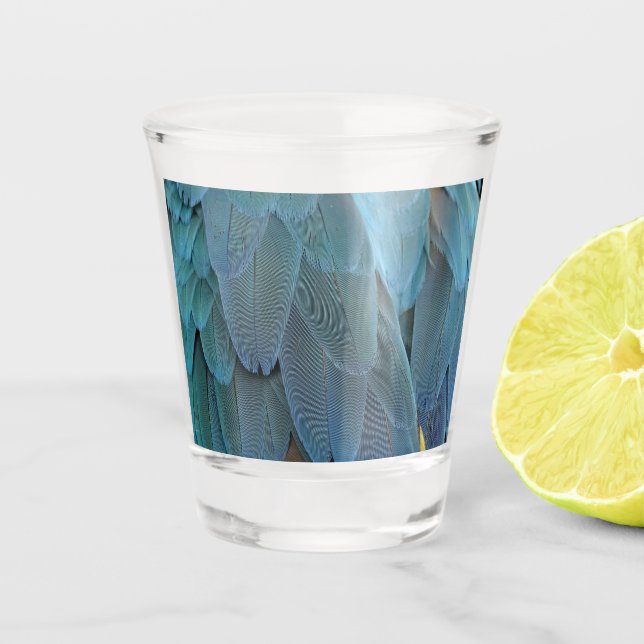 Blue Feather Shot Glass (Front)