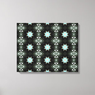 blue feather star-burst on black canvas print