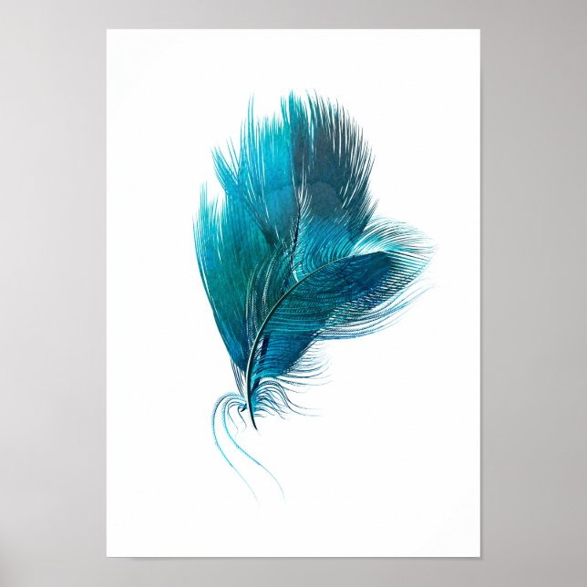 Blue feather watercolor poster (Front)