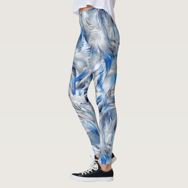 Blue FeatherMo dern Activewear Yoga Leggings (Left)