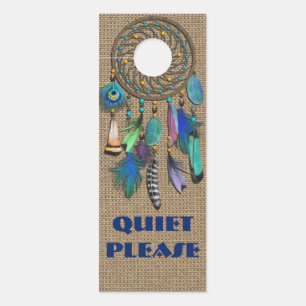 Blue Feathers   Dreamcatcher   Quiet Please Door Hanger