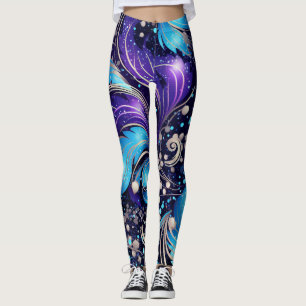 Blue Feathers Leggings
