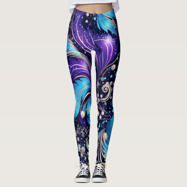 Blue Feathers Leggings (Front)