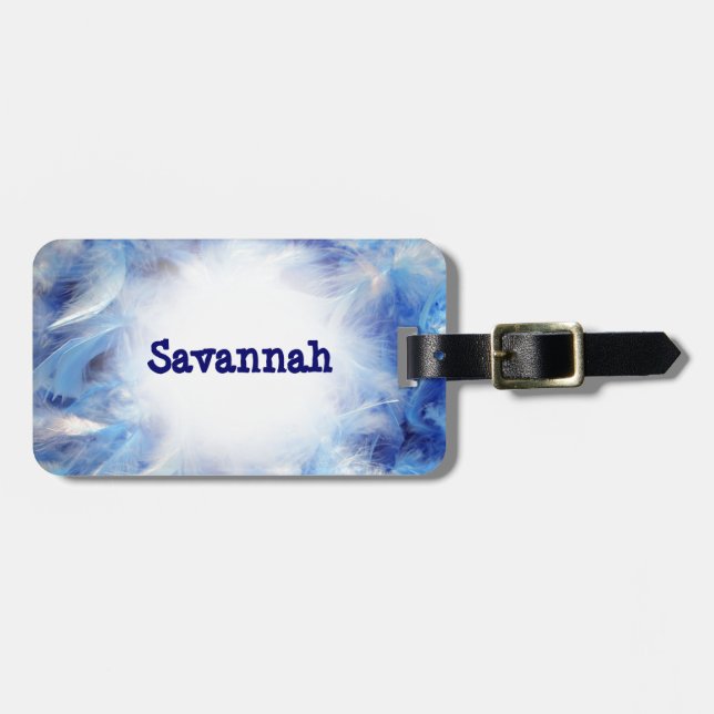 Blue Feathers Luggage ID Tag (Front Horizontal)