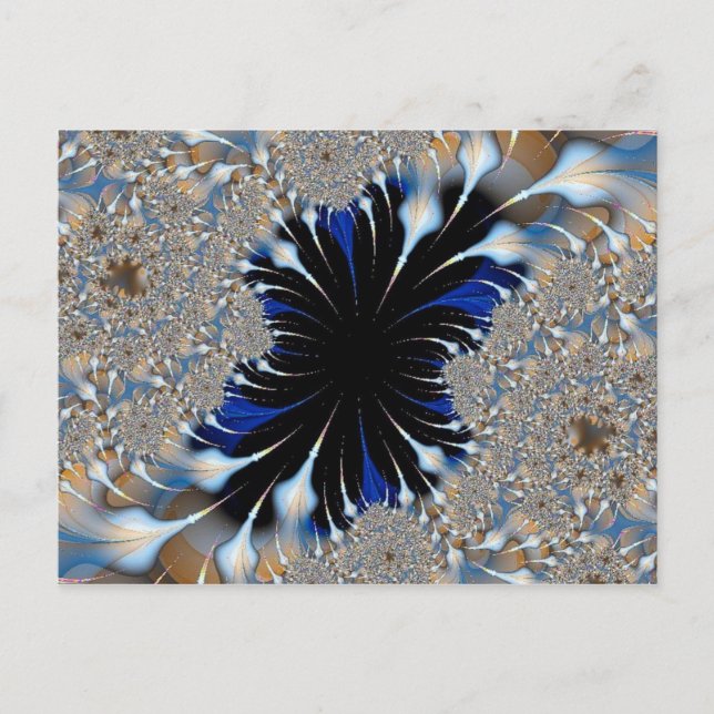 Blue Features Fractal Postcard (Front)