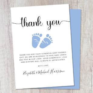 Blue Feet Baby Boy Shower Thank You Card