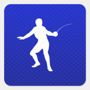 Blue Fencing Square Sticker