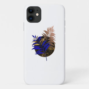 Blue fern on black circle Case-Mate iPhone case