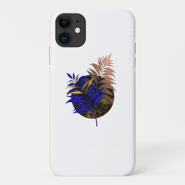 Blue fern on black circle Case-Mate iPhone case (Back)