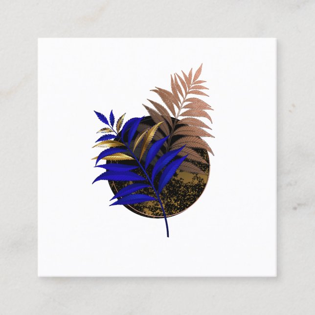 Blue fern on black circle discount card (Front)