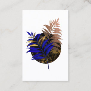 Blue fern on black circle discount card