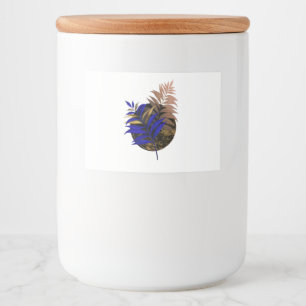 Blue fern on black circle food label