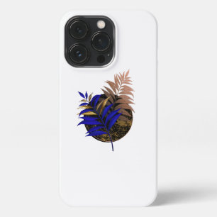 Blue fern on black circle iPhone 13 pro case