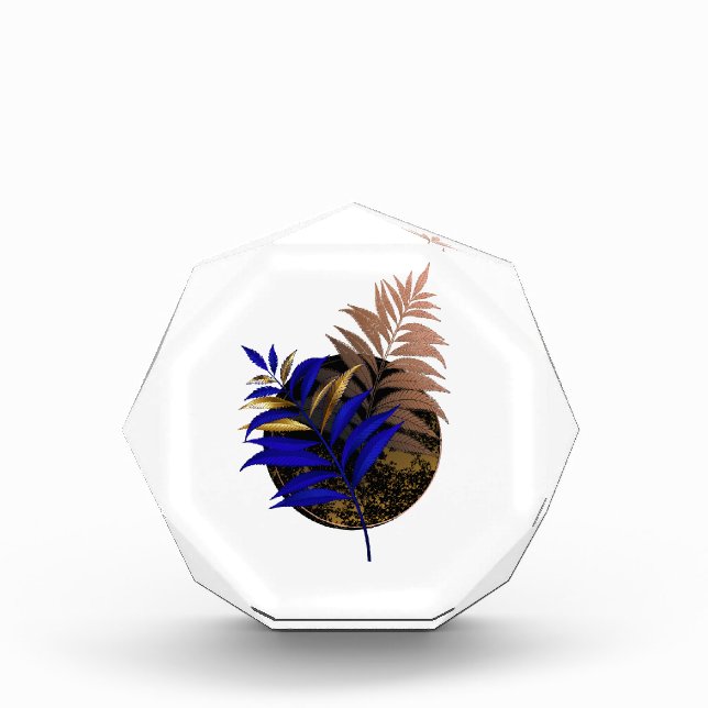 Blue fern on black circle photo block (Front)