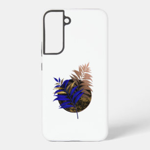 Blue fern on black circle samsung galaxy case